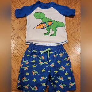 Simple Joys By CARTERS Dinosaur Rashguard Set - Blue and Green, 5T